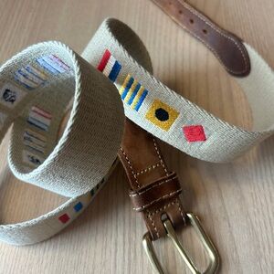 Mens Zep Pro Code Flags Canvas Vintage Tan and Brown Belt with Nautical Flags 42